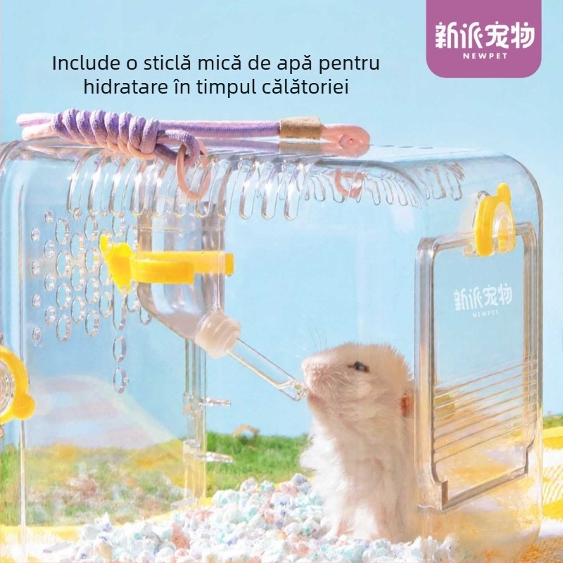 Cușcă de transport pentru hamster, acrilic transparent, rezistentă la mușcături, durabilă, potrivită pentru hamsteri și alte animale de companie mici, pentru exterior