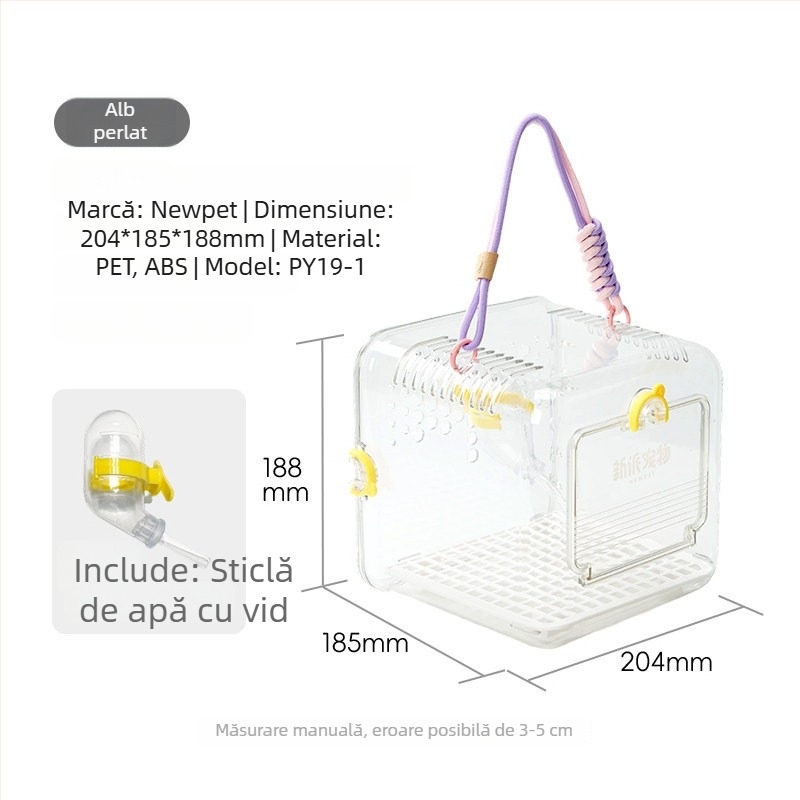 Cușcă de transport pentru hamster, acrilic transparent, rezistentă la mușcături, durabilă, potrivită pentru hamsteri și alte animale de companie mici, pentru exterior