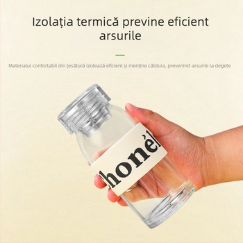 Manșon protector din material textil pentru termos, izolație termică, protecție împotriva arsurilor, antiaderent, universal pentru pahare din sticlă