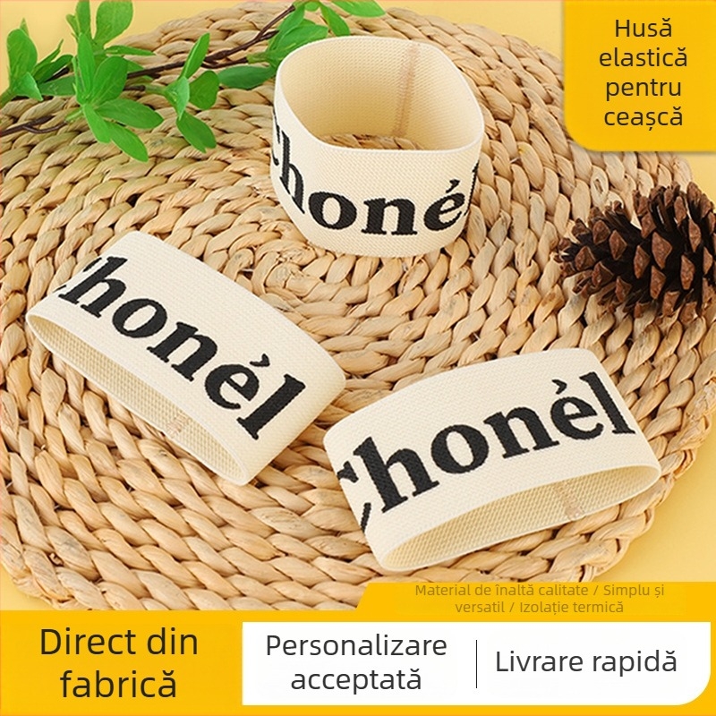 Manșon protector din material textil pentru termos, izolație termică, protecție împotriva arsurilor, antiaderent, universal pentru pahare din sticlă