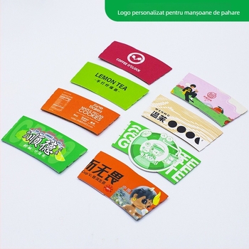Manșon de pahar din carton ondulat pentru cafea și ceai cu lapte, logo personalizat – husă creativă pentru ceai cu lămâie (exemplar)