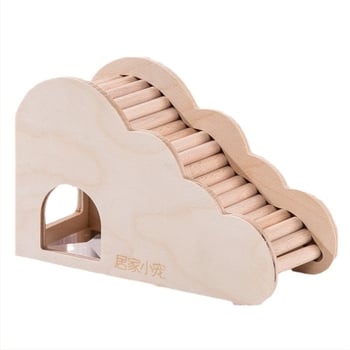 Jucărie din lemn pentru hamster: scară în formă de nor cu cuib ascuns și casă — mobilier interior pentru decorul hamsterului