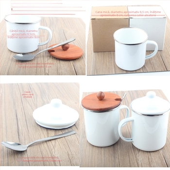 Capac de ceașcă emailat, design universal rotund, pentru căni și cești, accesoriu pentru pahare
