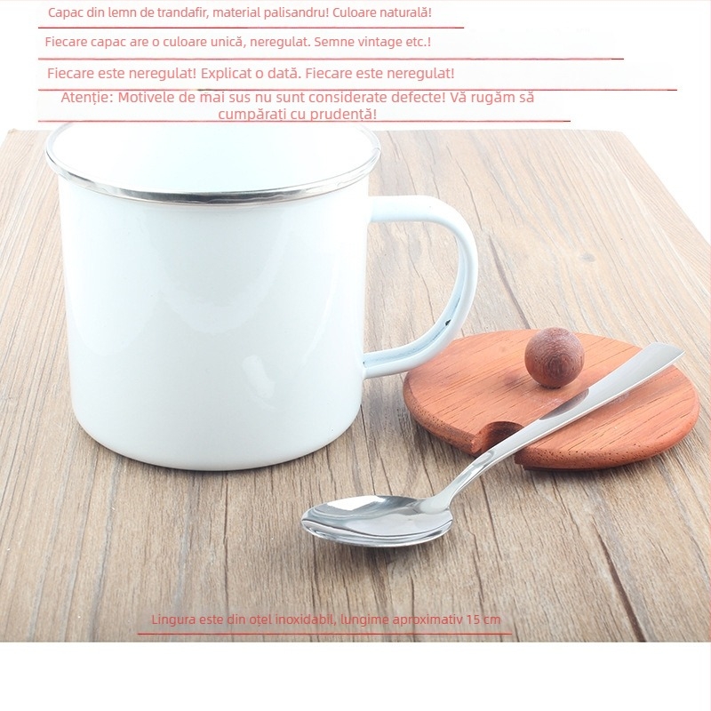 Capac de ceașcă emailat, design universal rotund, pentru căni și cești, accesoriu pentru pahare