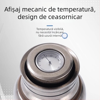 Capac termos din titan pur cu afișaj mecanic al temperaturii, capac magnetic pentru paharul cu apă și capac interior cu sită pentru ceai