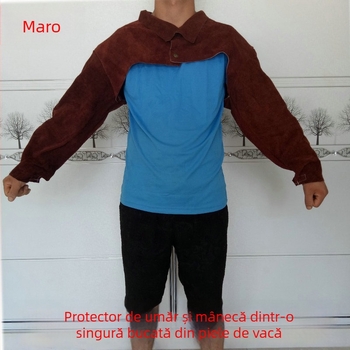 Protecție pentru umeri din piele de vițel pentru sudori, echipament de protecție la sudură, anti-arzare, rezistent la uzură, respirabil, izolat, îmbrăcăminte TIG pentru sudare, stil de vară