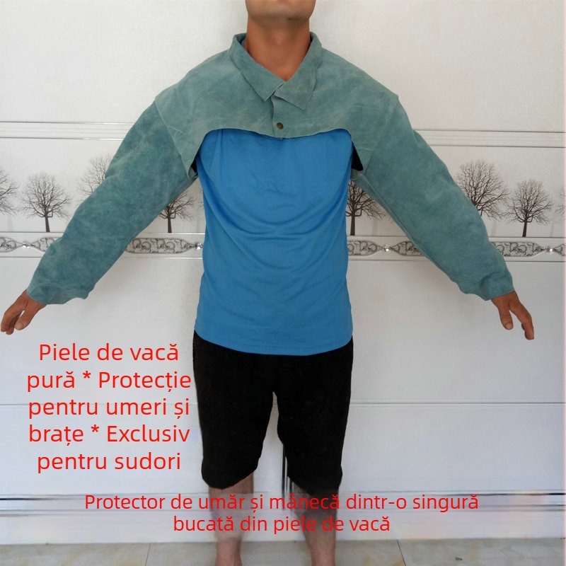 Protecție pentru umeri din piele de vițel pentru sudori, echipament de protecție la sudură, anti-arzare, rezistent la uzură, respirabil, izolat, îmbrăcăminte TIG pentru sudare, stil de vară
