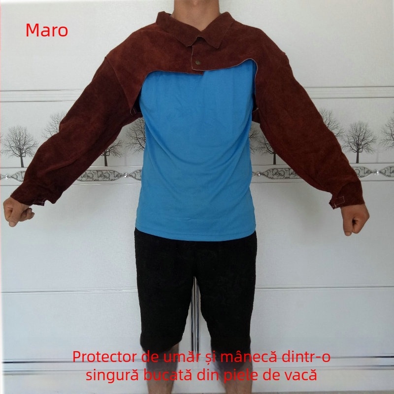 Protecție pentru umeri din piele de vițel pentru sudori, echipament de protecție la sudură, anti-arzare, rezistent la uzură, respirabil, izolat, îmbrăcăminte TIG pentru sudare, stil de vară