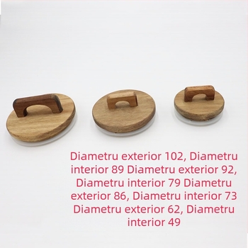 Capac din lemn de salcâm pentru borcan de depozitare din sticlă borosilicată înaltă, rotund, simplu și portabil