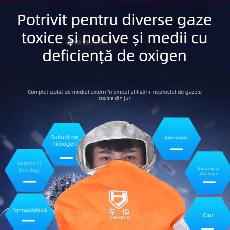 HFZY30 Respirator cu oxigen chimic pentru autosalvare în incendii – oxigen autogenerat, mască pentru fum și foc cu protecție antivirală, filtru, Tang'an