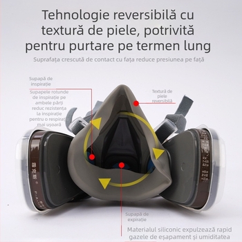 Mască de silicon pentru praf și viruși, cu filtru de mirosuri, pentru ferme, industrie chimică și minerit