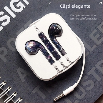 Căști in-ear cu cablu, conector 3.5 mm, formă de L, compatibile cu vivo, iQOO, Huawei, OPPO și Honor 20 — argintiu / roșu