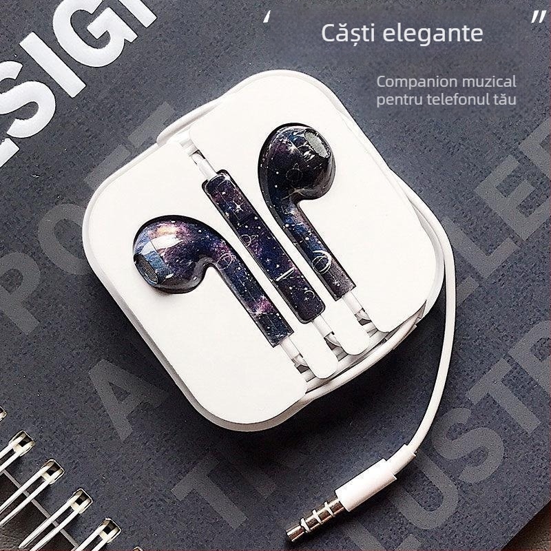 Căști in-ear cu cablu, conector 3.5 mm, formă de L, compatibile cu vivo, iQOO, Huawei, OPPO și Honor 20 — argintiu / roșu