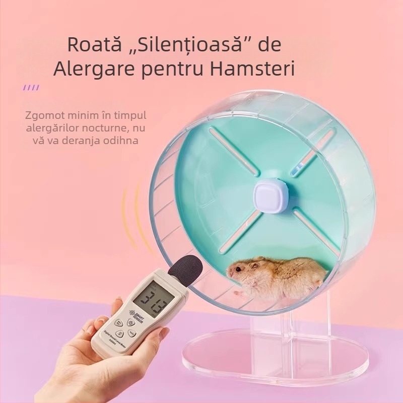 Roată de alergare silențioasă pentru hamster, mare, 26 cm, trenajer pentru hamster, jucărie