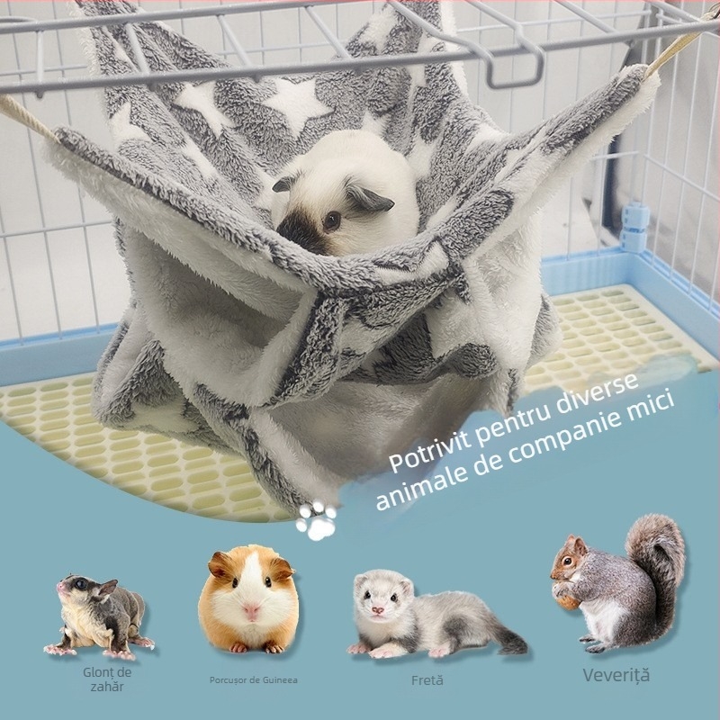 Hamac din velur călduros cu două straturi pentru animale de companie mici, sac de dormit cu trei straturi
