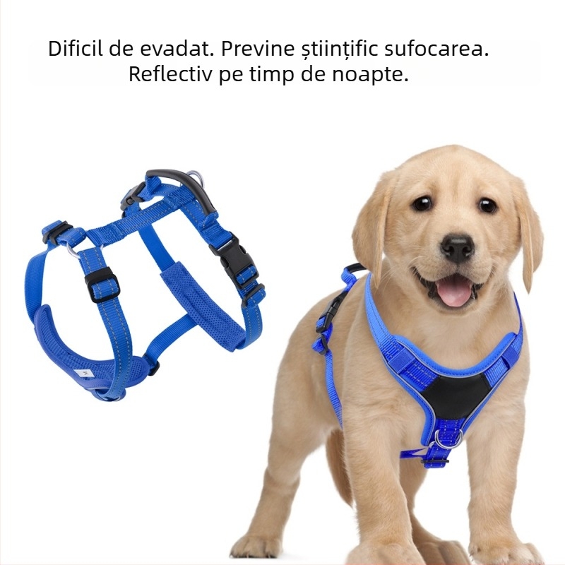 Lesă pentru câine cu mâner din piele și ham în formă de I, vestă toracică anti-evadare