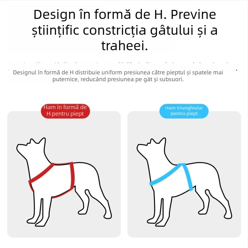 Lesă pentru câine cu mâner din piele și ham în formă de I, vestă toracică anti-evadare