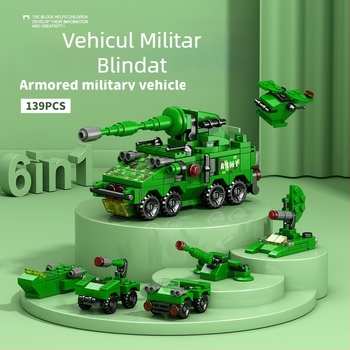 Lele Brothers blocuri de construit compatibile - Mecha dinozaur militar, jucărie educațională de asamblare, 100–200 piese, ABS plastic, cutie colorată, pentru copii 7–14 ani