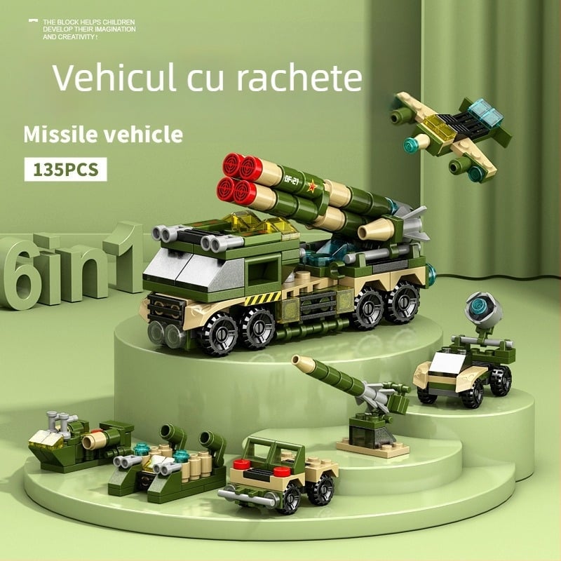 Lele Brothers blocuri de construit compatibile - Mecha dinozaur militar, jucărie educațională de asamblare, 100–200 piese, ABS plastic, cutie colorată, pentru copii 7–14 ani