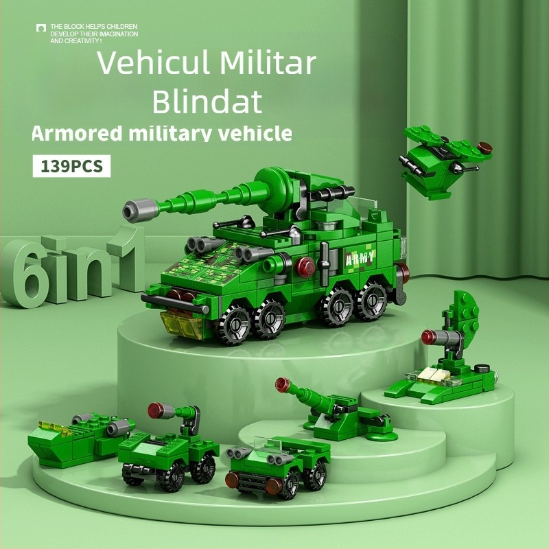 Lele Brothers blocuri de construit compatibile - Mecha dinozaur militar, jucărie educațională de asamblare, 100–200 piese, ABS plastic, cutie colorată, pentru copii 7–14 ani