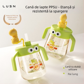 LUSN PPSU Pahar de lapte pentru copii cu pai, de la 1 an și peste, pentru consum direct, cu măsurători gradate