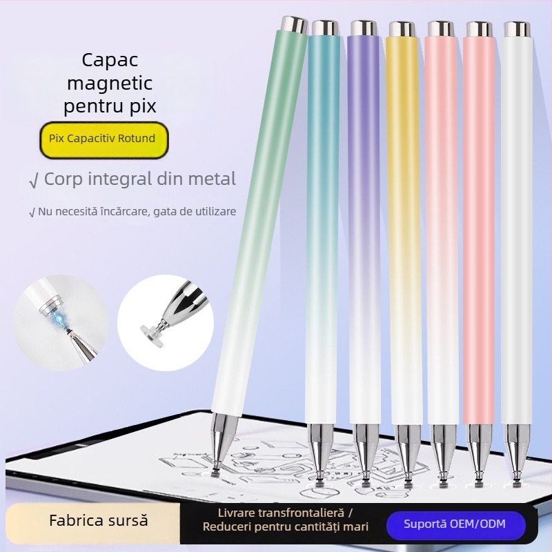 Stylus capacitiv pentru tablete și telefoane – universal, cu disc magnetic din silicon pentru desen și scriere