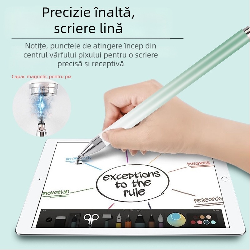 Stylus capacitiv pentru tablete și telefoane – universal, cu disc magnetic din silicon pentru desen și scriere