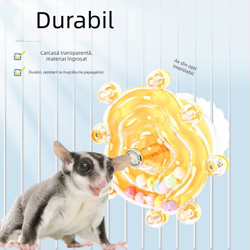 Jucării Sugar Glider pentru divertisment și îmbogățire, jucării rotative pentru gerbili, veverițe, păsări și papagali, cu sunet și funcții de ros