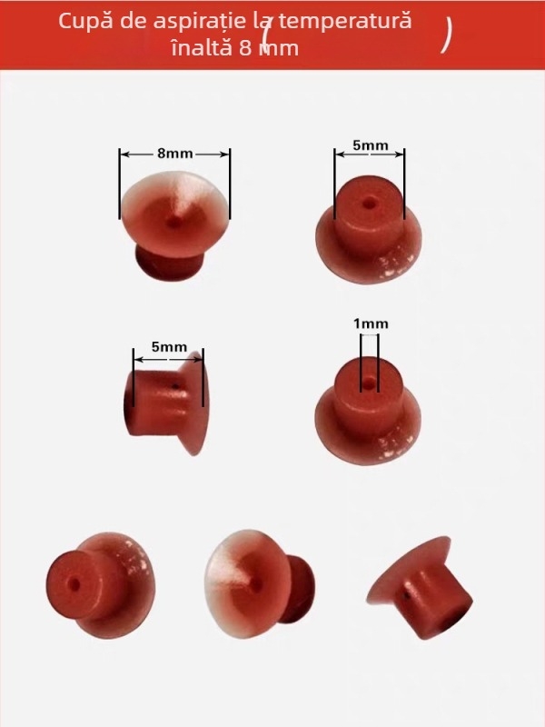 Duză de vacuum din silicon pentru stația de rework BGA, orificiu circular de 15 mm, rezistentă la 450°C, duză roșie de 8 mm