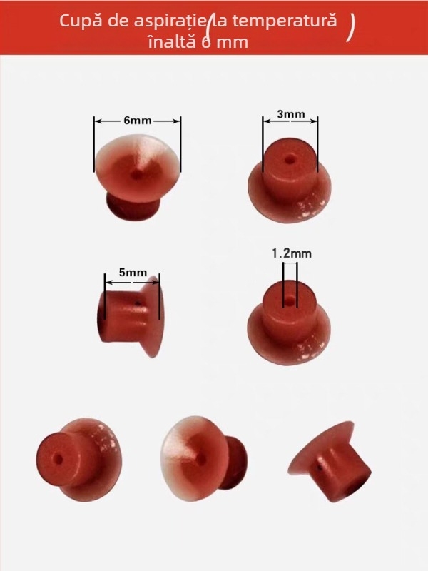 Duză de vacuum din silicon pentru stația de rework BGA, orificiu circular de 15 mm, rezistentă la 450°C, duză roșie de 8 mm