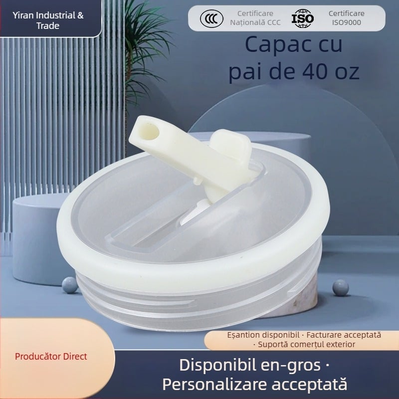 Capac pentru pahar 40oz cu design colorat, îngroșat și pai drept