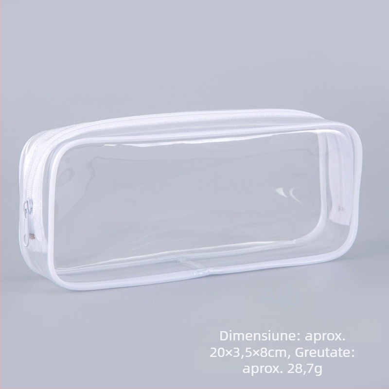 Etui transparent din PVC, stil japonez, capacitate mare, pentru elevi; poate fi folosit și ca geantă de machiaj