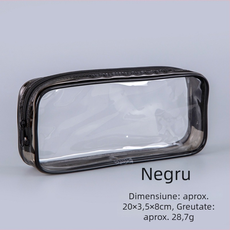 Etui transparent din PVC, stil japonez, capacitate mare, pentru elevi; poate fi folosit și ca geantă de machiaj