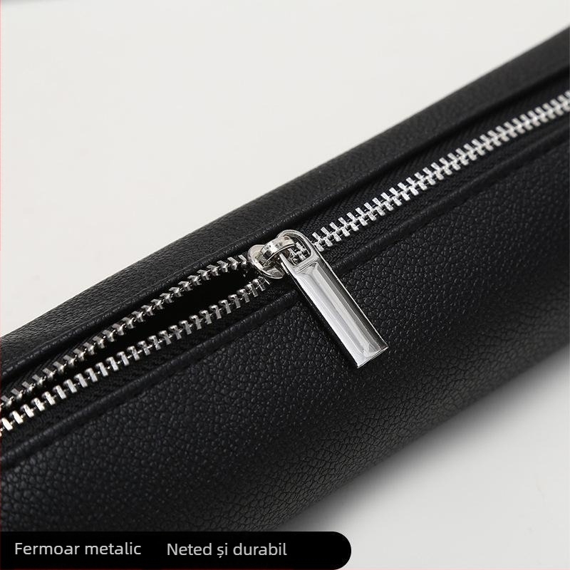 Penar din piele PU pentru elevi, design minimalist, culoare solidă, organizator portabil pentru rechizite