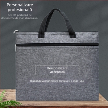 Geantă pentru documente din țesătură Oxford, geantă de afaceri cu fermoar dublu, rezistentă la apă, cu imprimare personalizabilă