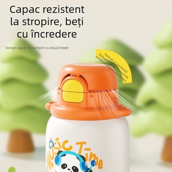 Cană izolată din oțel inoxidabil 316, de calitate alimentară, pentru copii, cu pai, capacitate mare
