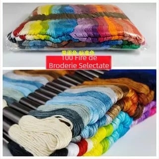Fire pentru broderie în punct de cruce, 50 de culori, Nr. 25, amestec poliester-bumbac