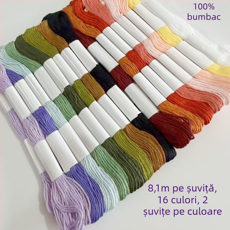 Fire pentru broderie în punct de cruce, 50 de culori, Nr. 25, amestec poliester-bumbac