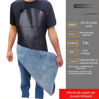 Echipament de protecție pentru sudori: sortă din piele de vițel pură, ignifugă, anti-arde, rezistent la temperaturi înalte, impermeabil, cu lungime extinsă
