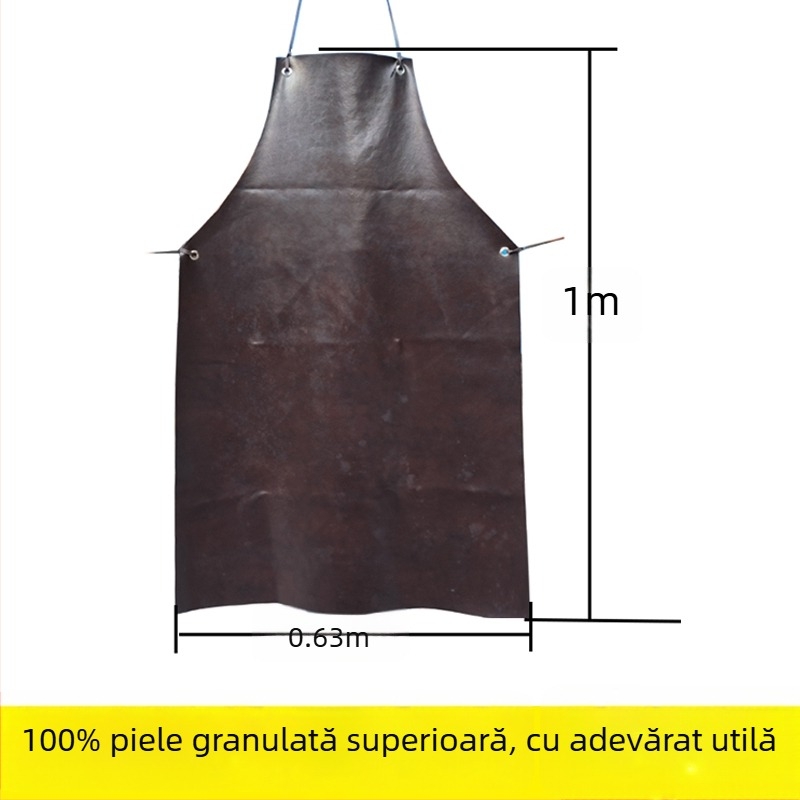 Echipament de protecție pentru sudori: sortă din piele de vițel pură, ignifugă, anti-arde, rezistent la temperaturi înalte, impermeabil, cu lungime extinsă