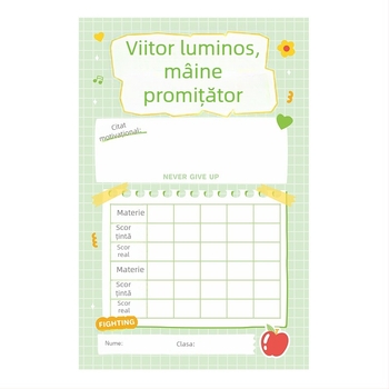 Carte motivațională cu obiective de note pentru examene, decor pentru perete de clasă și carte de dorințe