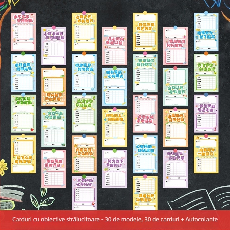 Carte motivațională cu obiective de note pentru examene, decor pentru perete de clasă și carte de dorințe