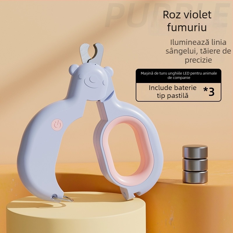 Set de clește pentru unghii cu LED pentru pisici și câini
