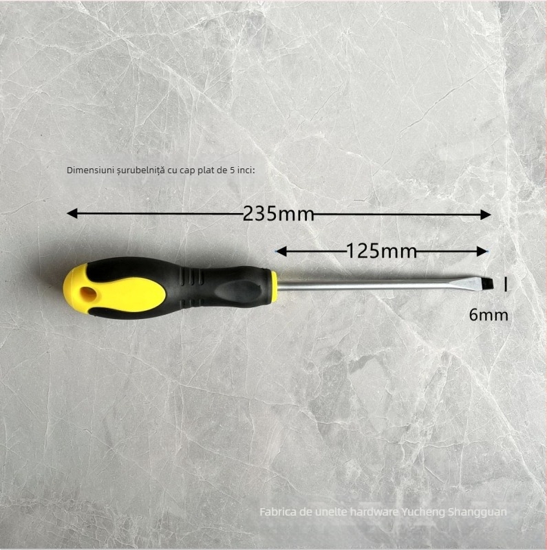 Șurubelniță magnetică cu mâner din cauciuc antiderapant, vârf plat și Philips, din oțel 45#