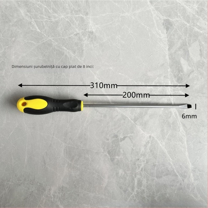 Șurubelniță magnetică cu mâner din cauciuc antiderapant, vârf plat și Philips, din oțel 45#