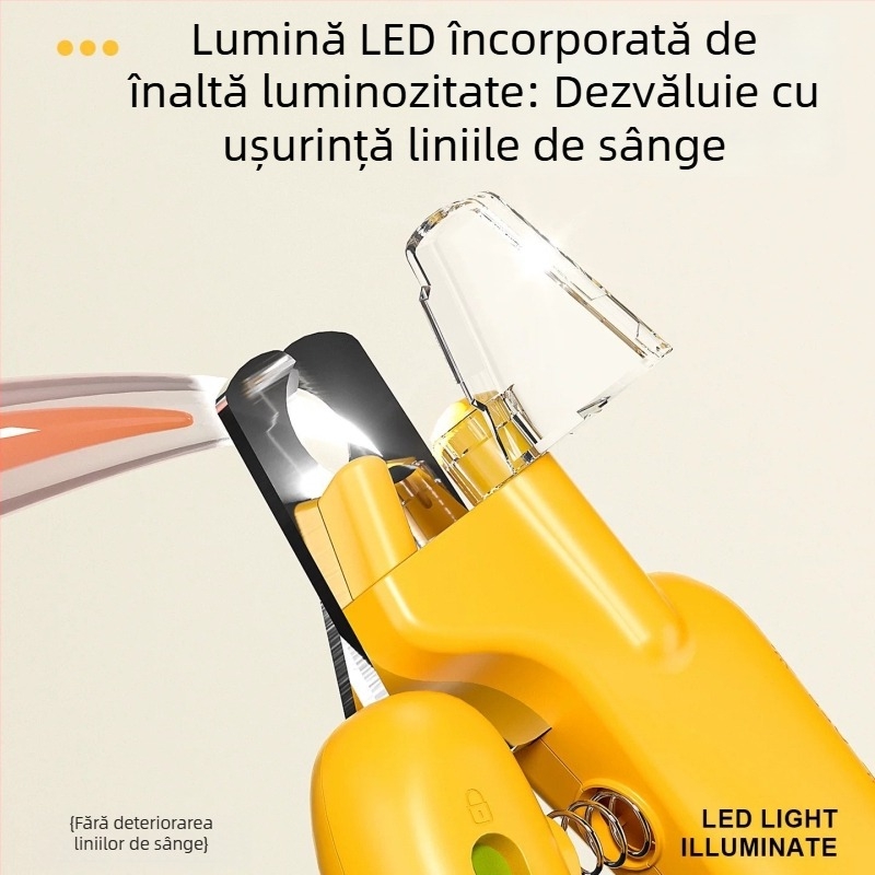 Clește de unghii pentru animale cu iluminare, pentru pisici; Foarfeci de unghii pentru iepuri și câini, ușor de folosit