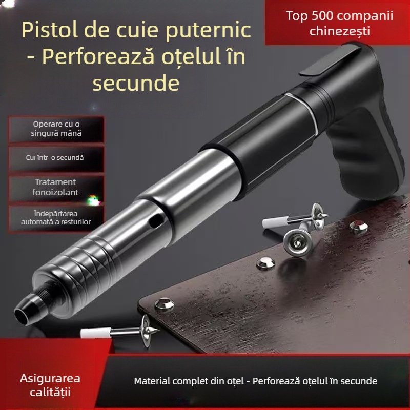 Pistol de cuie, pistol de cuie pentru tavan, pistol de cuie pentru canal de cablu, unealtă pneumatică pentru fixarea cimentului, cuie din oțel mini, cuie drepte