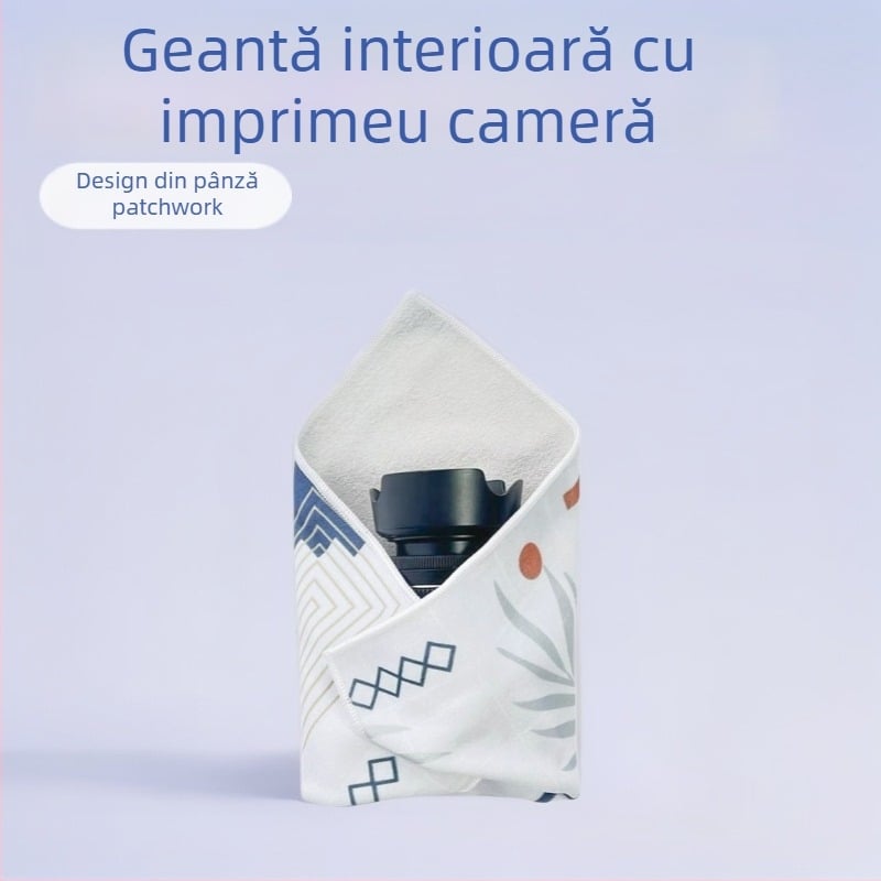 Husă pentru obiectiv cu căptușeală imprimată, autoadezivă și pliuri, acoperire completă