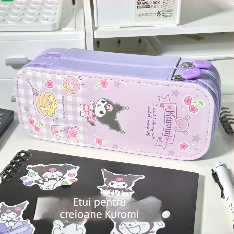 Colecție Sanrio de penare pentru rechizite, cu capacitate mare, versiune coreeană, pentru gimnaziu și liceu, penar multifuncțional elegant pentru fete