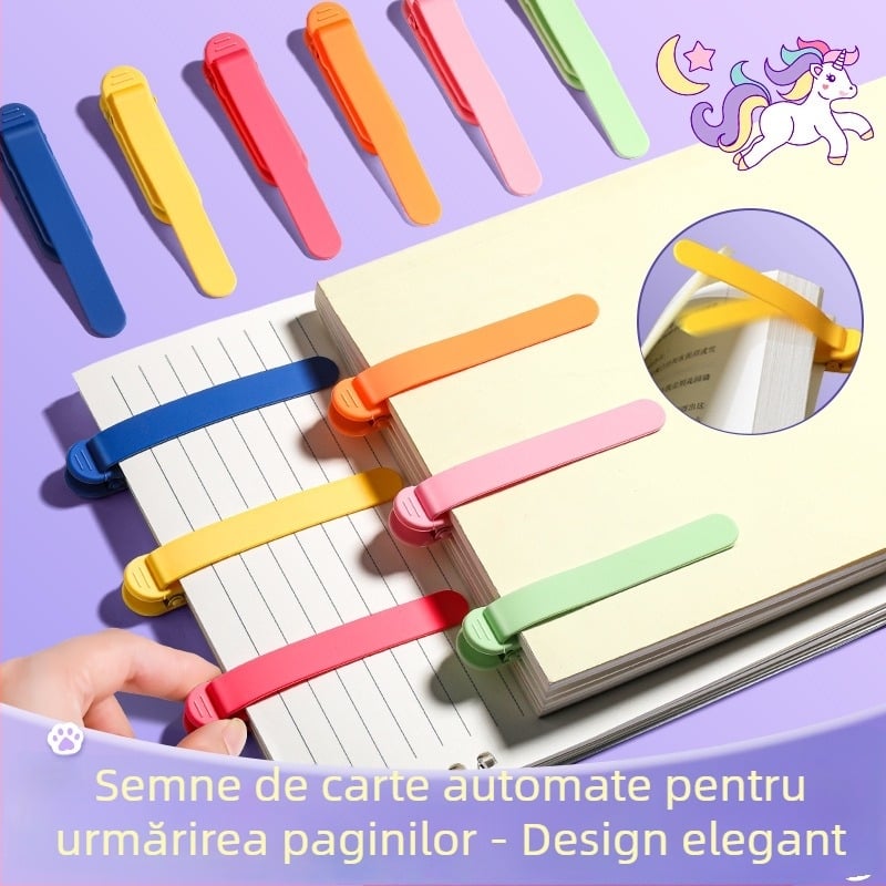 Semn de carte multifuncțional cu clips, în formă de cioc de rață, urmărește automat paginile, silicon moale, își păstrează forma.